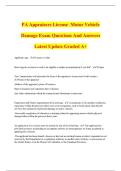 PA Appraisers License Motor Vehicle Damage Exam Questions And Answers Latest Update Graded A&plus;