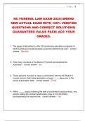 NC FUNERAL LAW EXAM 2025 BRAND NEW ACTUAL EXAM WITH 100- VERIFIED QUESTIONS AND CORRECT SOLUTIONS GUARANTEED VALUE PACK ACE YOUR GRADES&period;&period;