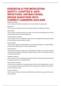 ESSENTIALS FOR MEDICATION SAFETY- CHAPTER 8- ANTI-INFECTIVES- ANTIBACTERIAL DRUGS questions with correct answers 2025