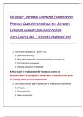 PA Boiler Operator Licensing Examination  Practice Questions And Correct Answers  &lpar;Verified Answers&rpar; Plus Rationales  2025&vert;2026 Q&A &vert; Instant Download Pdf