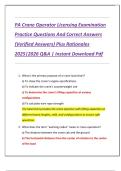 PA Crane Operator Licensing Examination  Practice Questions And Correct Answers  &lpar;Verified Answers&rpar; Plus Rationales  2025&vert;2026 Q&A &vert; Instant Download Pdf