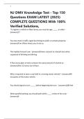 NJ DMV Knowledge Test - Top 150 Questions EXAM LATEST &lpar;2025&rpar; COMPLETE QUESTIONS With 100&percnt; Verified Solutions&comma;