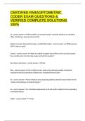 CERTIFIED PARAOPTOMETRIC CODER EXAM QUESTIONS & VERIFIED COMPLETE SOLUTIONS 100&percnt;