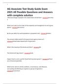 AG Associate Test Study Guide Exam 2025 All Possible Questions and Answers with complete solution