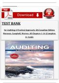 TEST BANK for Auditing A Practical Approach, 4th Canadian Edition Moroney, Campbell, Warren. All Chapters 1-14 |Complete. 