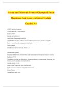 Rocks and Minerals Science Olympiad Exam Questions And Answers Latest Update Graded A&plus;