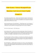Solar System - Science Olympiad Exam Questions And Answers Latest Update Graded A&plus;