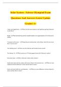 Solar System - Science Olympiad Exam Questions And Answers Latest Update Graded A&plus;