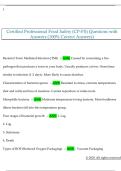 Certified Professional Food Safety &lpar;CP-FS&rpar; Questions with  Answers &lpar;100&percnt; Correct Answers&rpar;