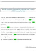 Florida Adjusters License Exam Questions with Answers  &lpar;100&percnt; Correct Answers&rpar;