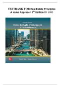 Test Bank Real Estate Principles&colon; A Value Approach&comma; 7th Edition by Wayne Archer David C&period; Ling All Chapters Covered&vert; Latest Edition&vert; Fully Verified Answers