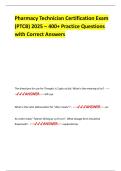 Pharmacy Technician Certification Exam &lpar;PTCB&rpar; 2025 &ndash; 400&plus; Practice Questions with Correct Answers