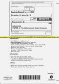 Pearson Edexcel Level 3 GCE Economics A Advanced PAPER 2&colon; The National and Global Economy QP MAY 2025