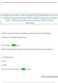 SolidWorks CSWA-AM&sol;Certified SOLIDWORKS Associate - Additive Manufacturing &lpar;CSWA-AM&rpar; Exam &lpar;Latest Update  2025 &sol; 2026&rpar; Questions with Answers &lpar;100&percnt; Correct  Answers&rpar;