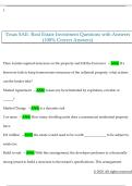 Texas SAE&colon; Real Estate Investment Questions with Answers  &lpar;100&percnt; Correct Answers&rpar;