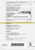 Pearson Edexcel Level 3 GCE Economics B Advanced PAPER 2&colon; Competing in the global economy QP MAY 2025