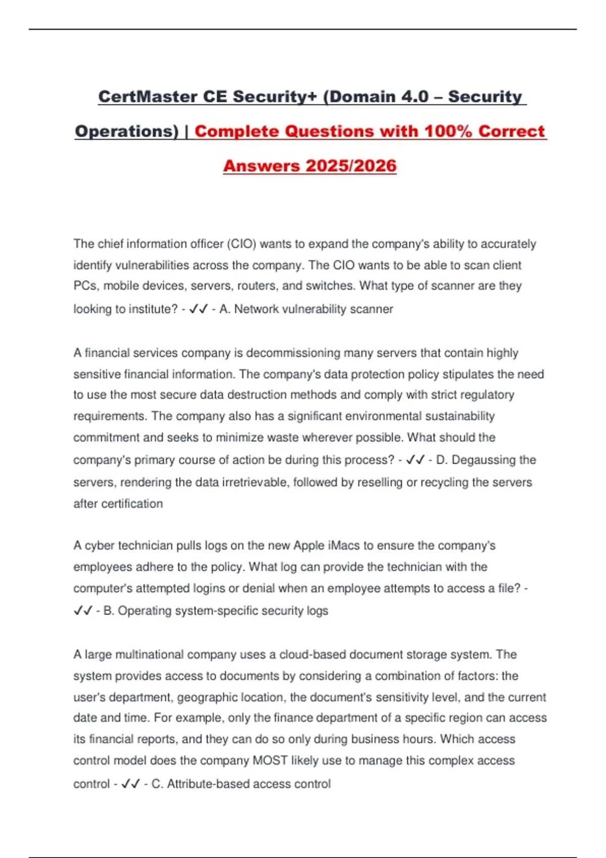 CertMaster CE Security+ (Domain 4.0 – Security Operations) | Complete ...