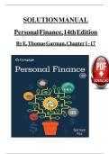Solution Manual and Answer Guide for Personal Finance&comma; 14th Edition By &lpar;E&period; Thomas Garman&comma; 2024&rpar; Verified Chapters 1 - 17&comma; Complete Newest Version