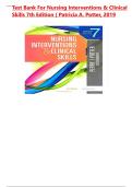 Test Bank For Nursing Interventions & Clinical Skills 7th Edition &lpar; Patricia A&period; Potter&comma; 2019&rpar; All Chapters 1-32&vert; Latest Edition