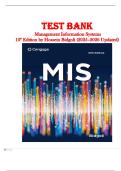 Test Bank for Management Information Systems&comma; 10th Edition by Hossein Bidgoli ISBN-13 978-0357418697