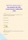 FGCU Civic Literacy Exam &vert; Key Questions with 100&percnt; Correct Answers&comma; Verified 2025 &vert; 2026&period;     