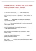 Natural Hair Care Written Exam Study Guide Questions With Correct Answers