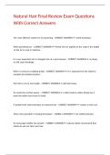 Natural Hair Final Review Exam Questions With Correct Answers