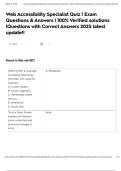 Web Accessibility Specialist Quiz &vert; Exam Questions & Answers &vert; 100&percnt; Verified solutions &vert;Questions with Correct Answers 2025 latest update&excl;&excl;