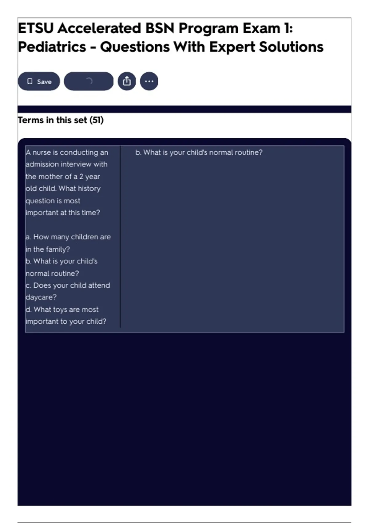 ETSU Accelerated BSN Program Exam 1: Pediatrics - Questions With Expert ...
