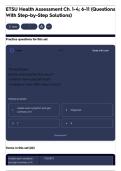 ETSU Health Assessment Ch&period; 1-4&semi; 6-11 &lpar;Questions With Step-by-Step Solutions&rpar;