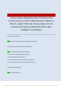 TEXAS MOLD REMEDIATION CONTRACTOR STATE EXAM LATEST UPDATED 2025 &lpar;THIS IS A STUDY GUIDE FOR THE TEXAS MOLD STATE EXAM CONTAINS&rpar; QUESTIONS WITH 100&percnt; CORRECT ANSWERS&excl;&excl;