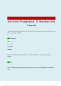 Safe Crisis Management &vert; 75 Questions And Answers