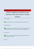 APMP Foundation Certification Exam Questions With All Correct & Verified Answers