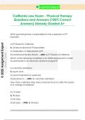 California Law Exam - Physical Therapy  Questions and Answers &lpar;100&percnt; Correct  Answers&rpar; Already Graded A&plus; 
