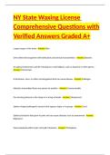 NY State Waxing License Comprehensive Questions with Verified Answers Graded A&plus;