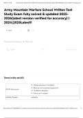 Army Mountain Warfare School Written Test Study Exam fully solved & updated 2025-2026&lpar;latest version verified for accuracy&rpar; &vert; 20242025Latest&excl;&excl;
