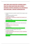 NEW YORK LAND SURVEYOR LICENSING EXAM &ndash;  PRACTICE EXAM QUESTIONS AND CORRECT  ANSWERS &lpar;VERIFIED ANSWERS&rpar; PLUS RATIONALES  2025&vert;2026 Q&A &vert; INSTANT DOWNLOAD PDF 