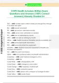 COPE Health Scholars Written Exam  Questions and Answers &lpar;100&percnt; Correct  Answers&rpar; Already Graded A&plus; 