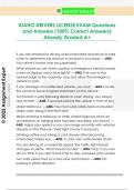 IDAHO DRIVERS LICENSE EXAM Questions  and Answers &lpar;100&percnt; Correct Answers&rpar;  Already Graded A&plus; 
