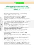 Idaho Drivers License Questions and  Answers &lpar;100&percnt; Correct Answers&rpar; Already  Graded A&plus; 