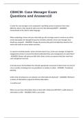 CBHCM- Case Manager Exam Questions and Answers