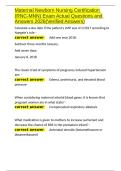 Maternal Newborn Nursing Certification &lpar;RNC-MNN&rpar; Exam Actual Questions and Answers 2026&lpar;Verified Answers&rpar;&period;docx