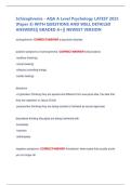 Schizophrenia - AQA A Level Psychology LATEST 2025  &lpar;Paper 3&rpar; WITH QUESTIONS AND WELL DETAILED  ANSWERS&vert;&vert; GRADED A&plus;&vert;&vert; NEWEST VERSION 