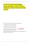 TEAS Test Anatomy & Physiology Practice Questions &ndash; 2025 ATI TEAS 7 Nursing Exam Study Guide with Verified Answers Which