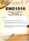 ENG1516 Assignment 4 PORTFOLIO &lpar;COMPLETE ANSWERS&rpar; 2025 - DUE October 2025