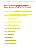 Club Pilates Instructor Certification Exam Questions And Verified Answers