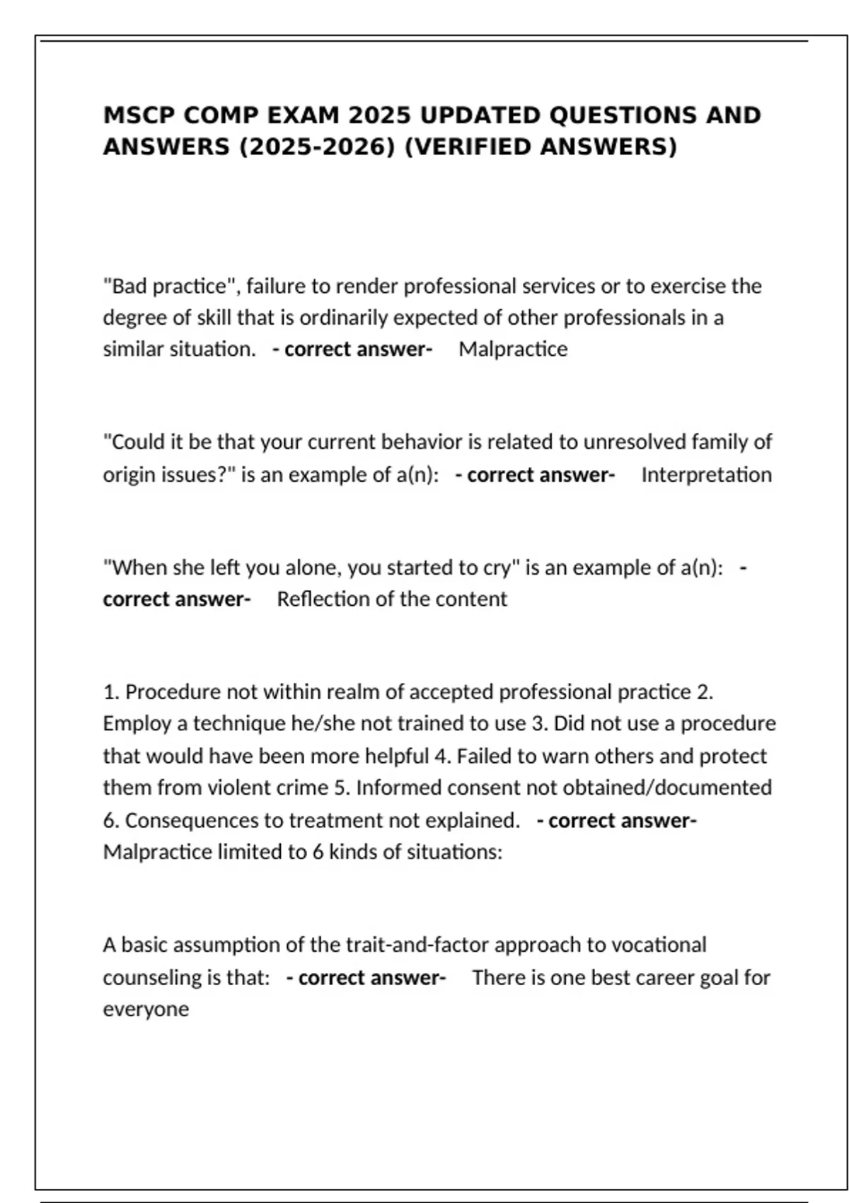 MSCP Comp Exam 2025 updated questions and answers () (verified answers ...