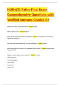 NUR-631 Patho Final Exam Comprehensive Questions with Verified Answers Graded A&plus;