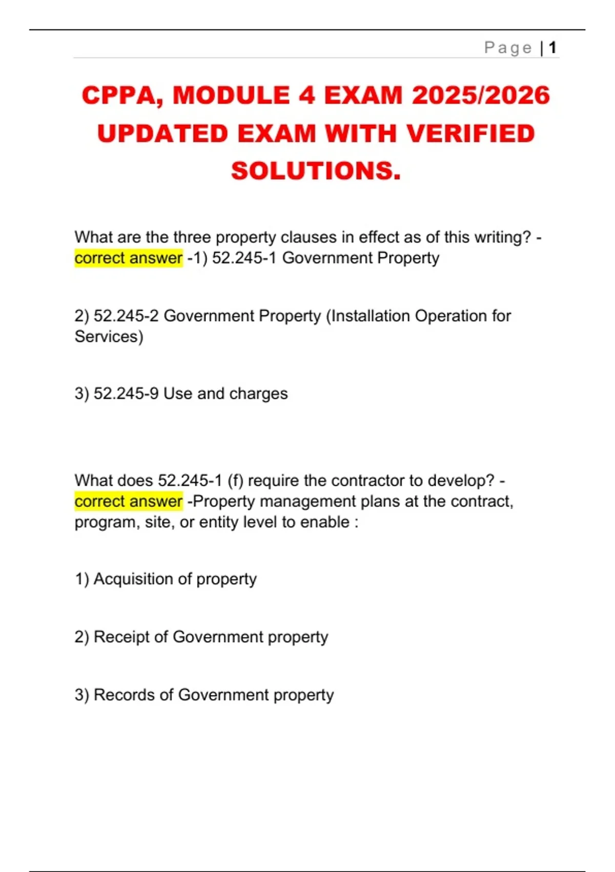 CPPA Module 4 Exam 2025–2026 | Updated Federal Property Management Exam ...