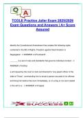 TCOLE Jailer Practice Exam 2025 &ndash; 80&plus; Qs &vert; Ethics&comma; Use of Force&comma; Inmate Rights&comma; Legal Codes &vert; Texas Certification